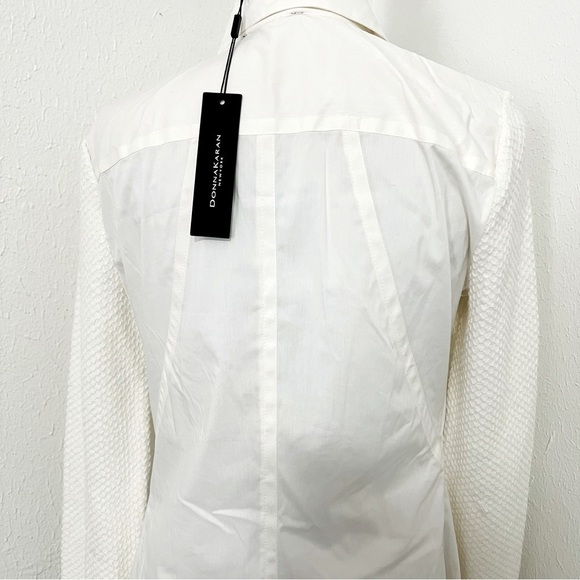 Donna Karan New York Women's Button Up Collared Shirt Sweater Sleeves Size M NWT - Picture 7 of 12
